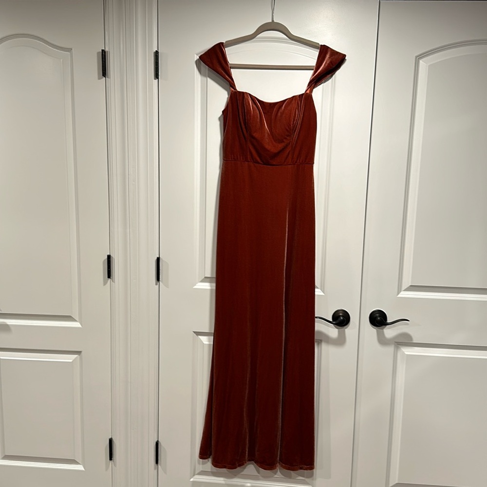 Jenny Yoo Velvet Cap Sleeve Gown